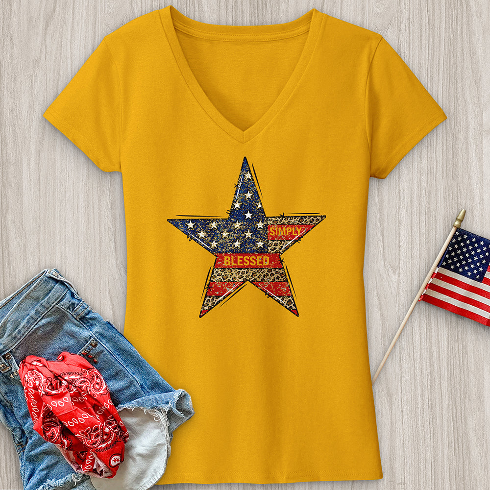 Simply Blessed Star V-Neck Tee