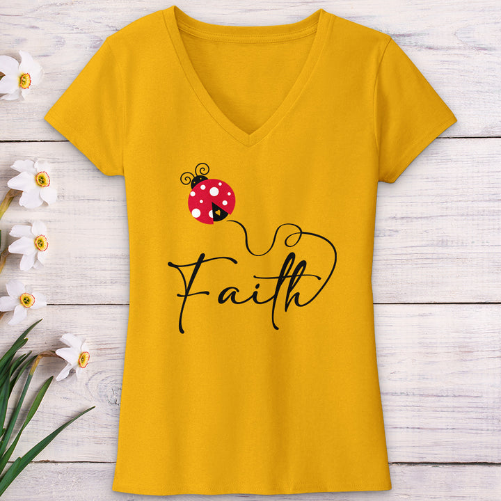 Faith Ladybug V-Neck Tee