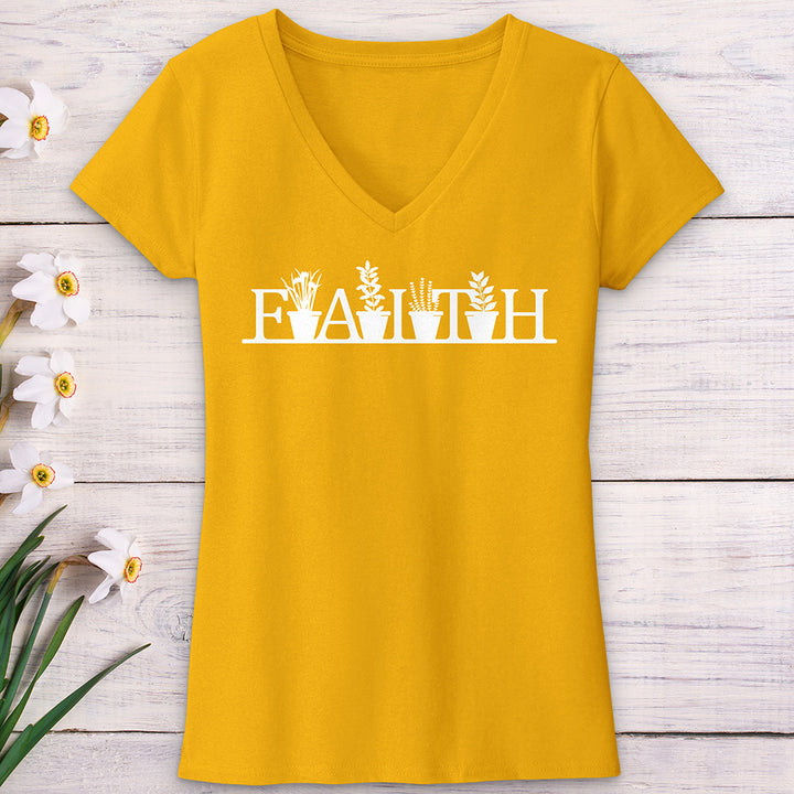 Faith Garden Letters V-Neck Tee