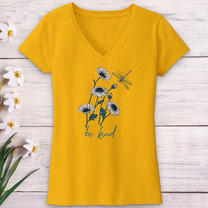 Be Kind daisy Flower V-Neck Tee