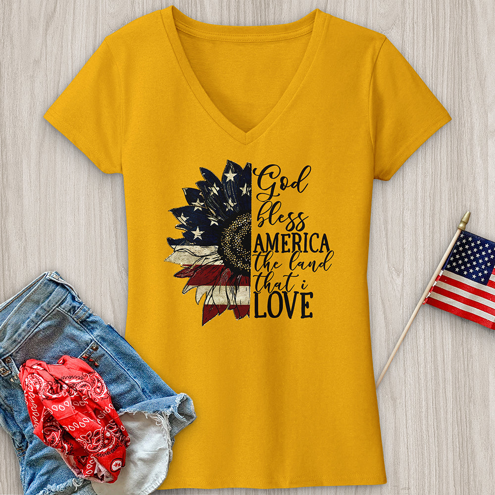 Land That I love Sunflower V-Neck Tee