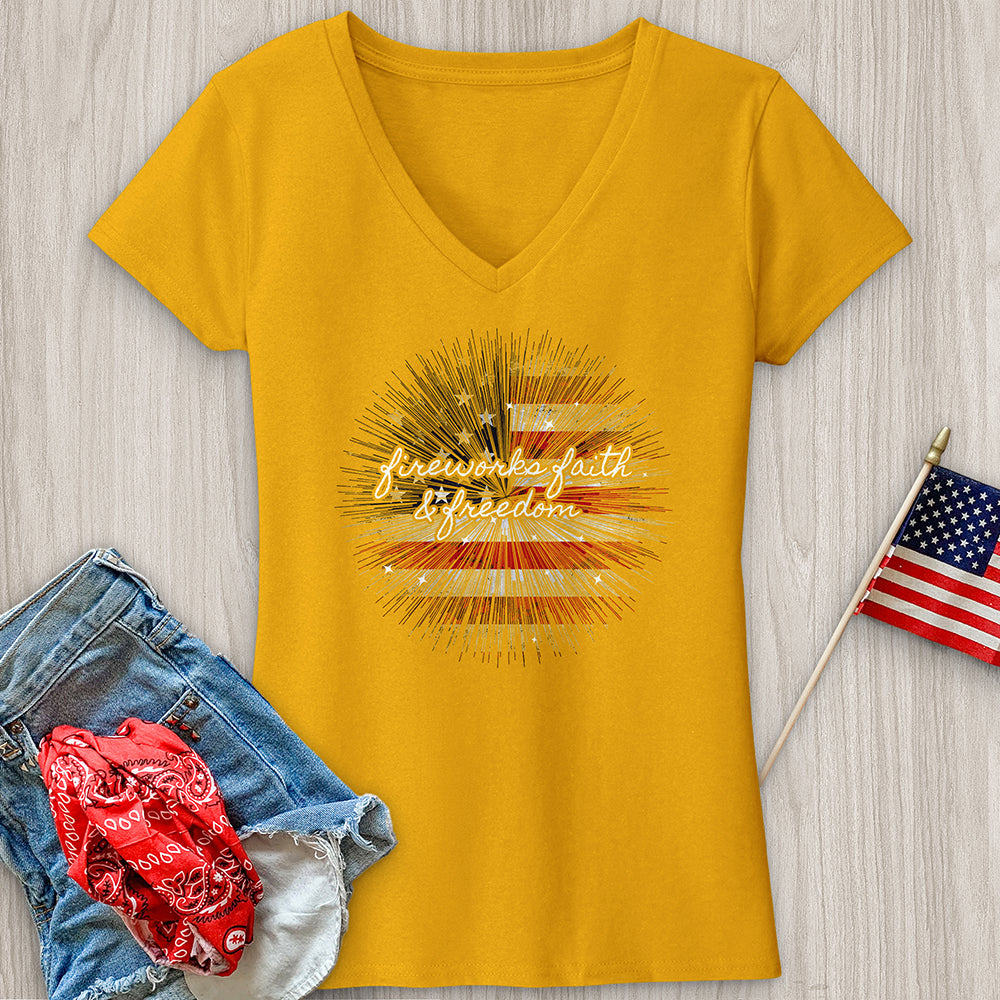 Fireworks Faith & Freedom V2 V-Neck Tee