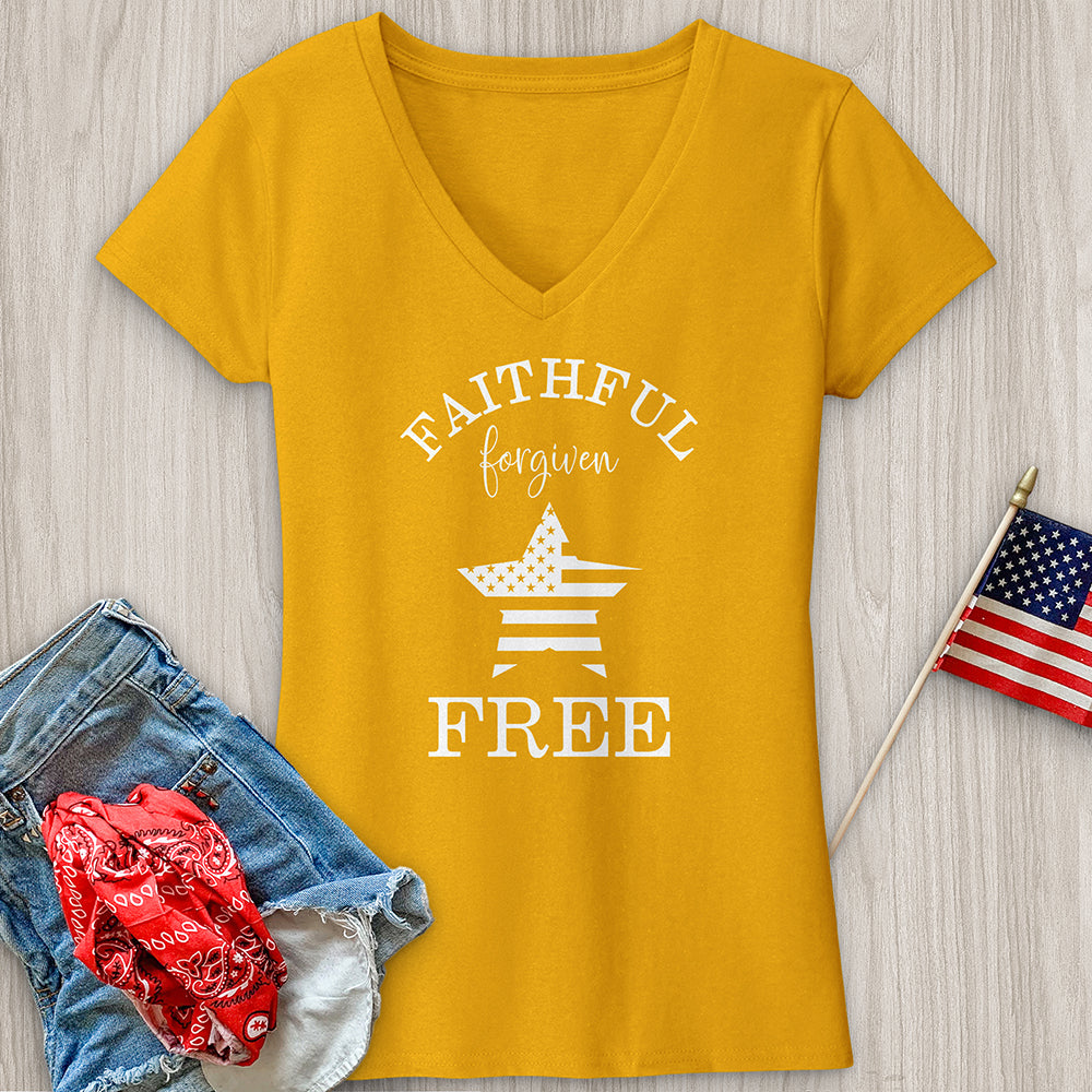 Faithful Forgiven StarFaithful Forgiven Star V-Neck Tee