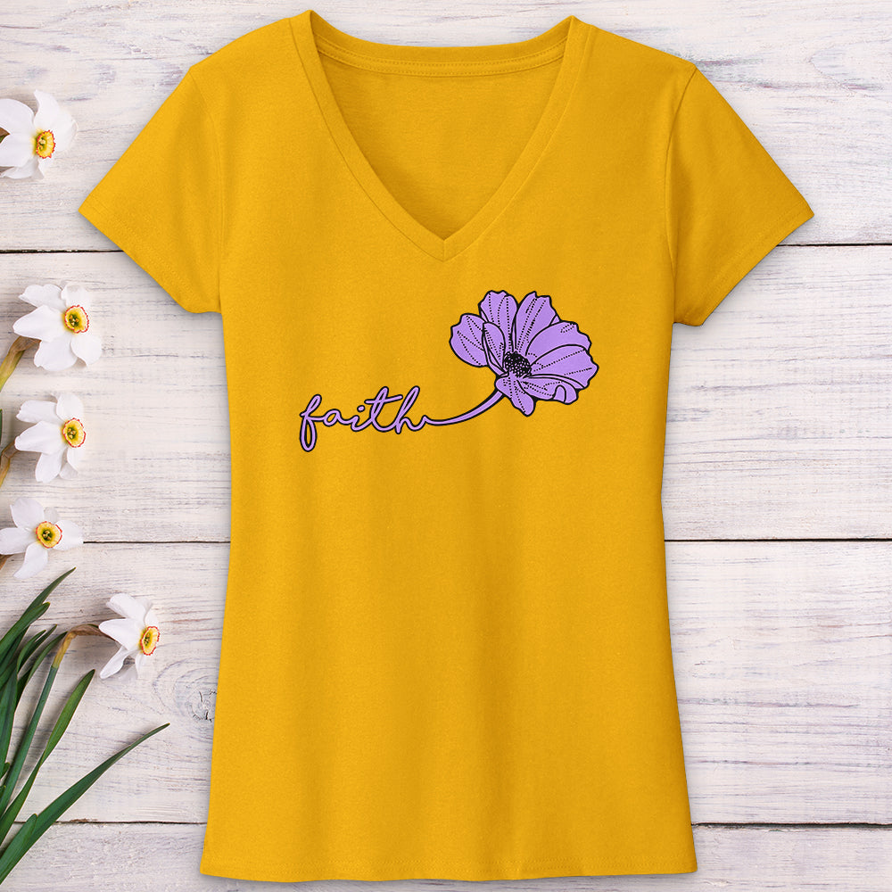 Faith Purple Flower V-Neck Tee