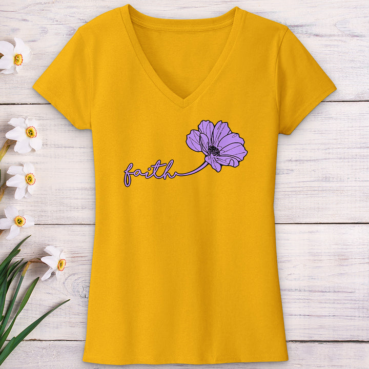 Faith Purple Flower V-Neck Tee