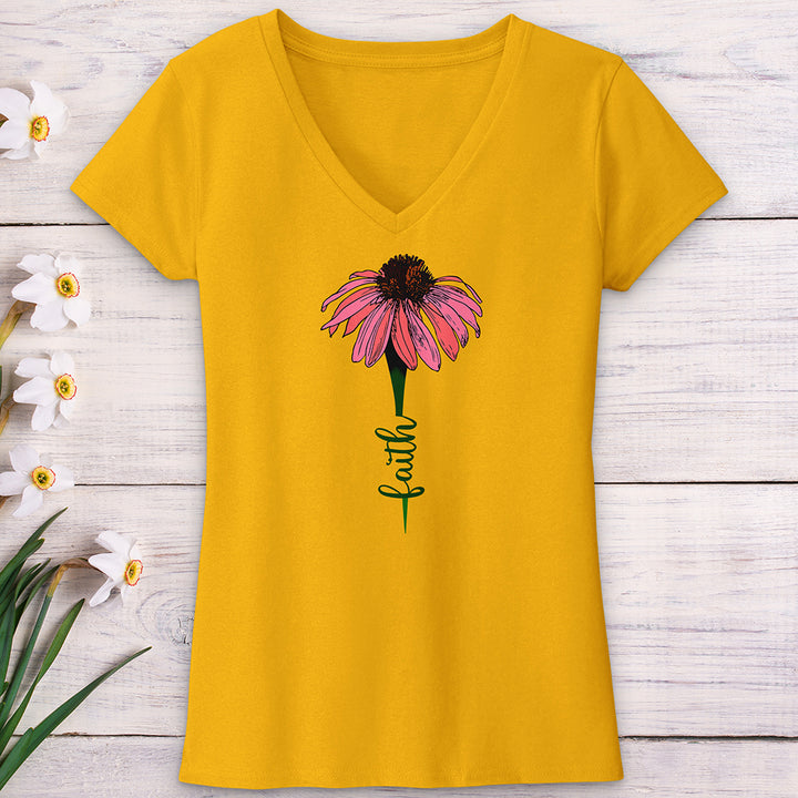 Faith Daisy Mandala V-Neck Tee