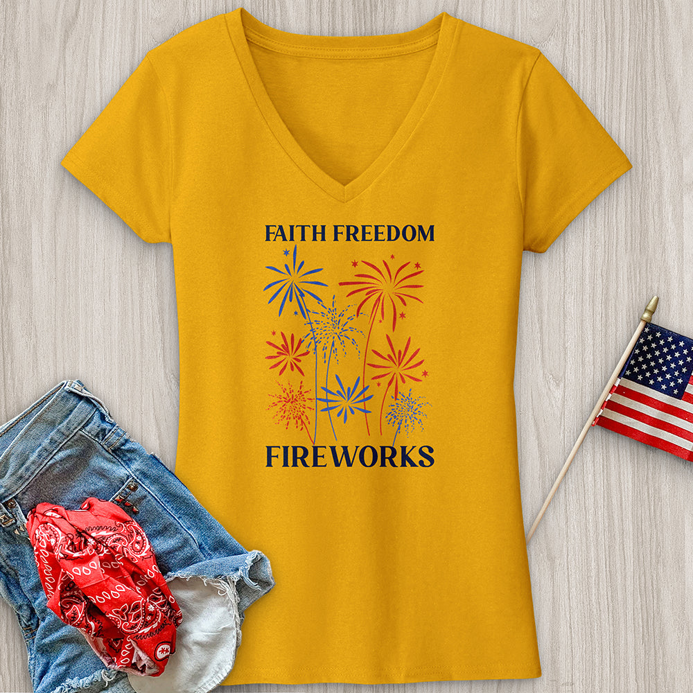 Faith & Fireworks Garden V-Neck Tee