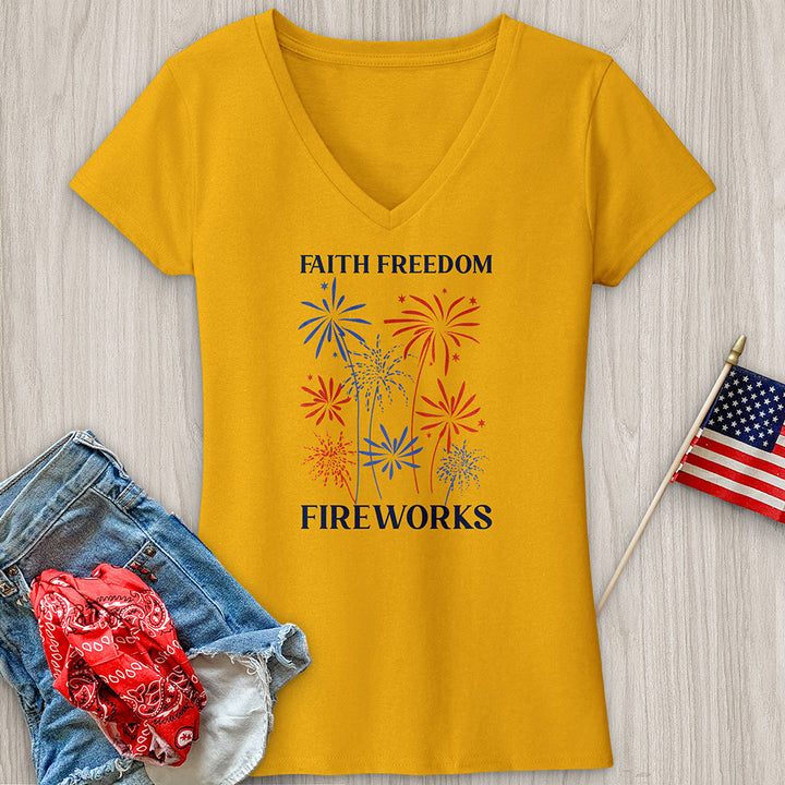 Faith & Fireworks Garden V-Neck Tee