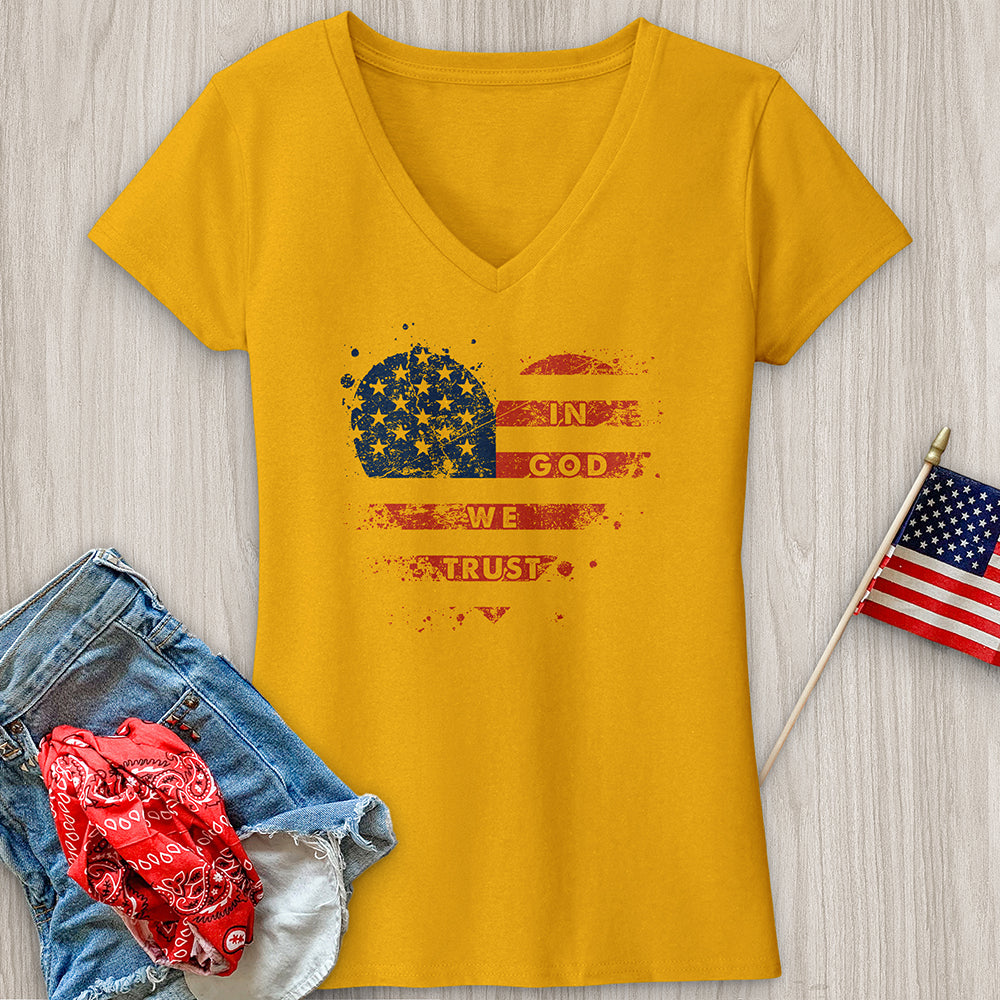 In God We Trust Heart V-Neck Tee