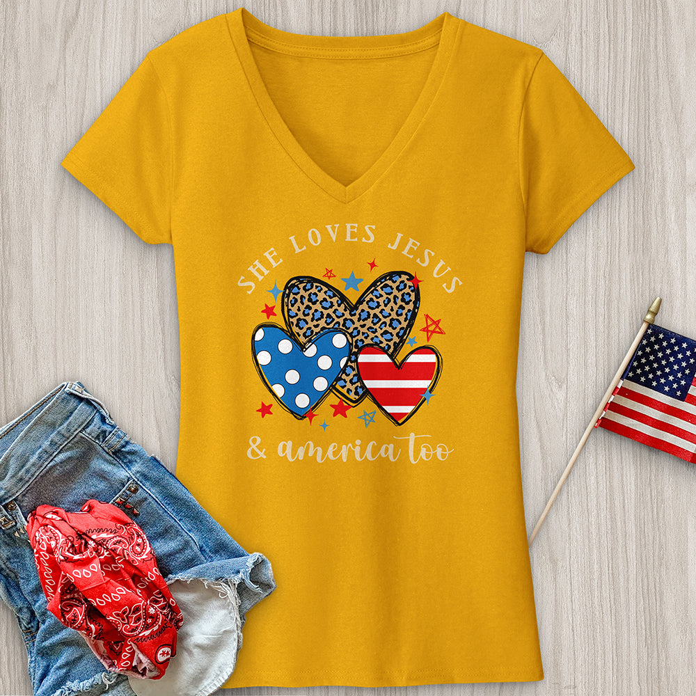 Jesus & America V-Neck Tee