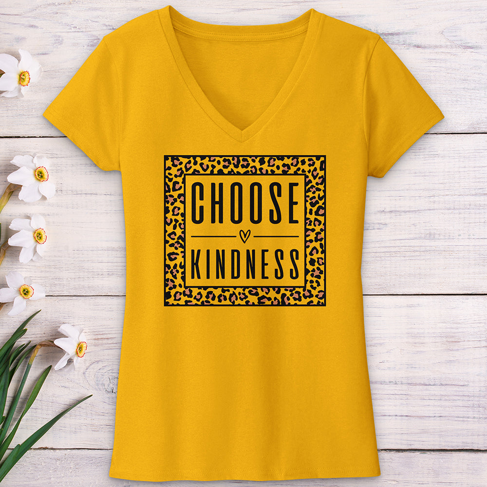 Choose Kindness Leopard V-Neck Tee