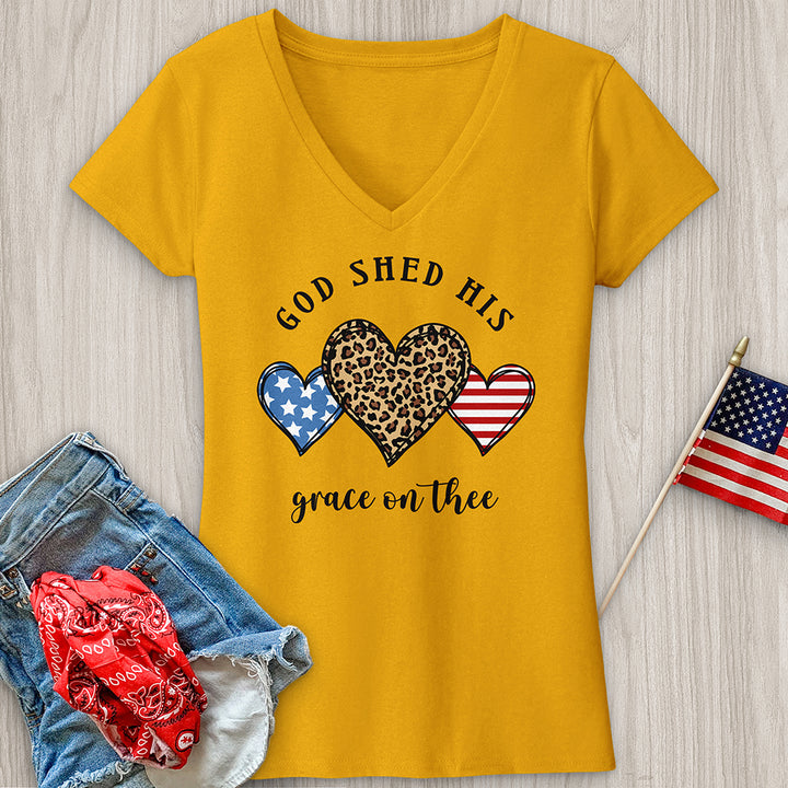 American Flag Heart V-Neck Tee