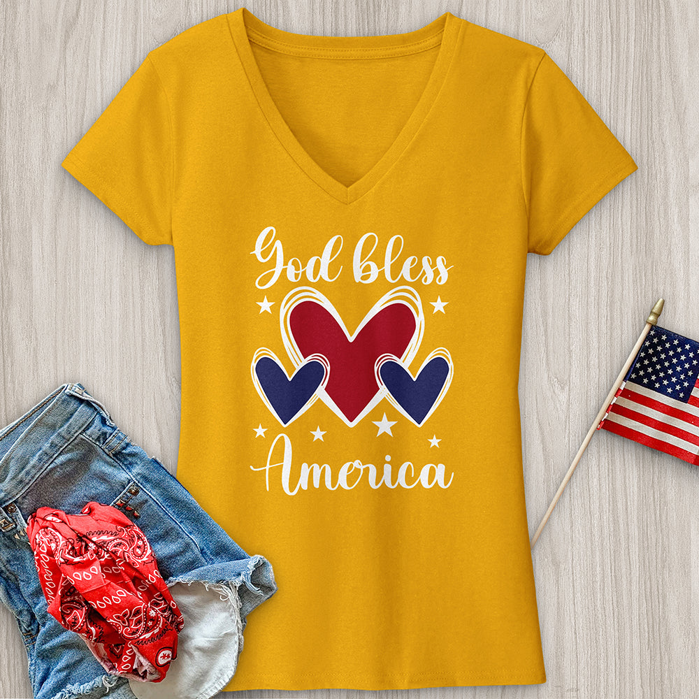 God Bless Hearts V-Neck Tee