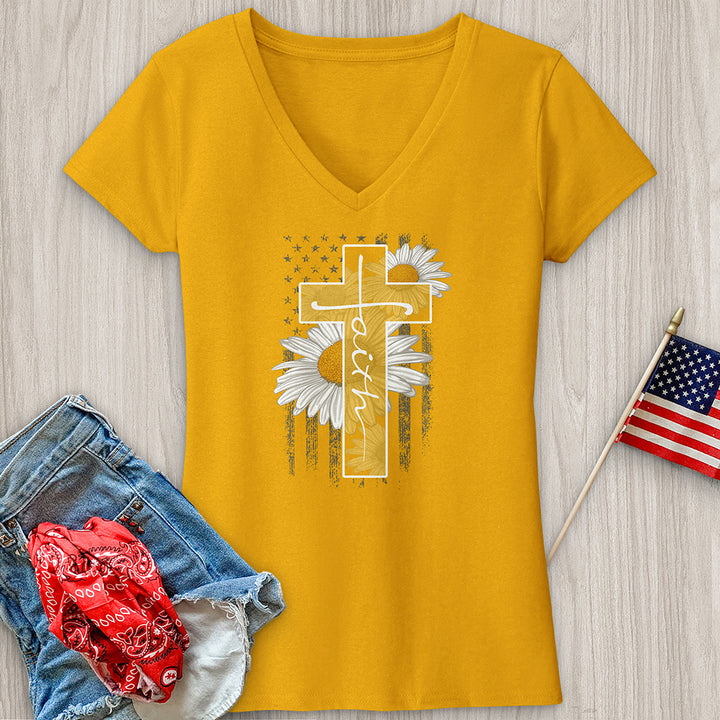 Faith Flag V-Neck Tee