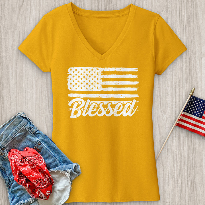 Blessed Flag V-Neck Tee