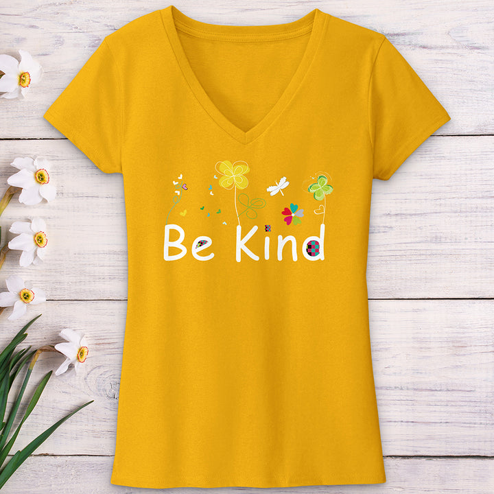 Be Kind Spring Garden V-Neck Tee