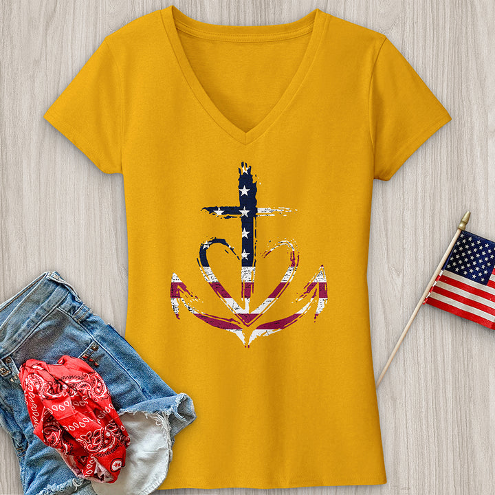 Flag Heart V-Neck Tee