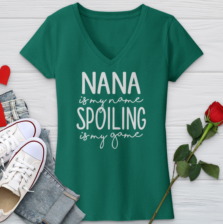 Nana Is My Name Spoiling Is My Game V-Neck Tee