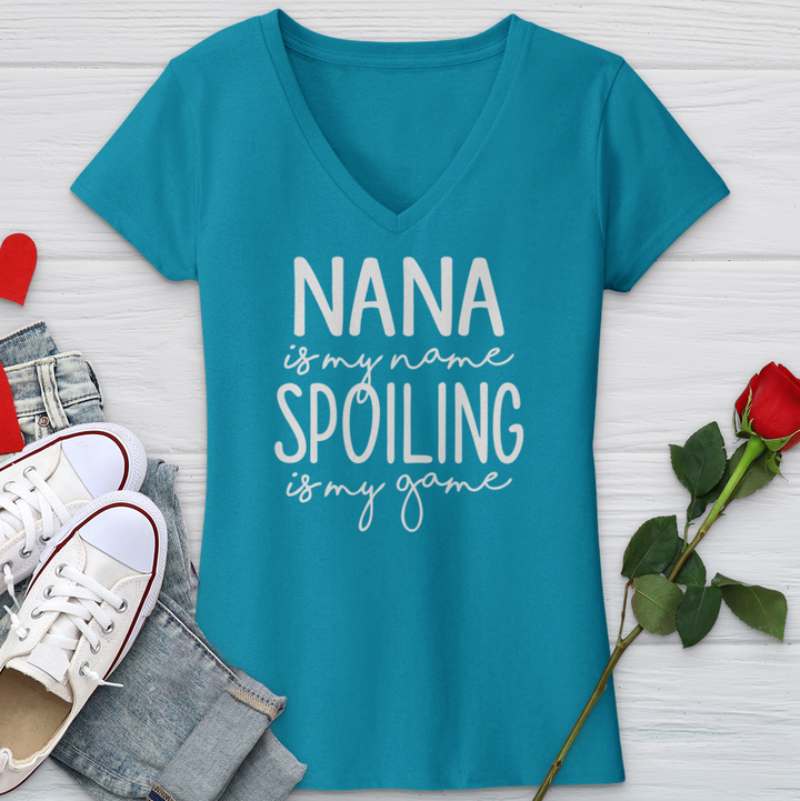 Nana Is My Name Spoiling Is My Game V-Neck Tee