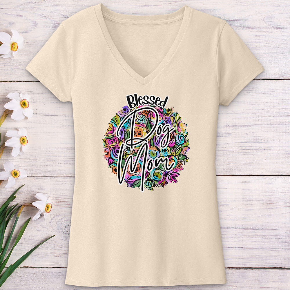 Blessed Dog Mom V-Neck Tee