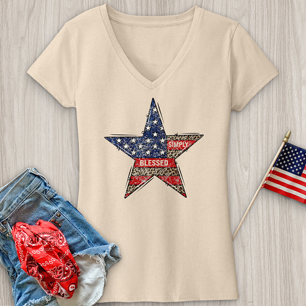 Simply Blessed Star V-Neck Tee