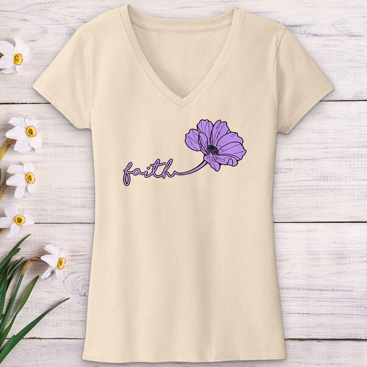 Faith Purple Flower V-Neck Tee