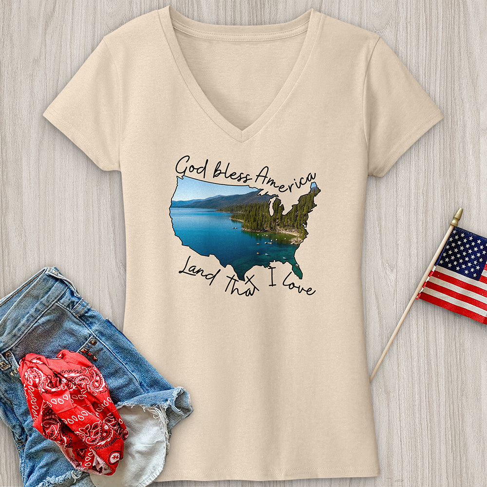 Lake With Boats On It V-Neck Tee