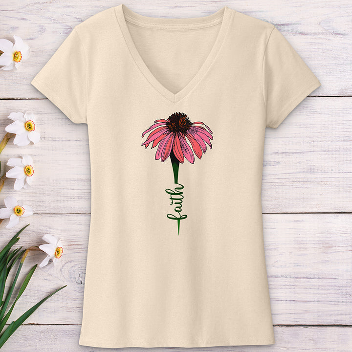 Faith Daisy Mandala V-Neck Tee