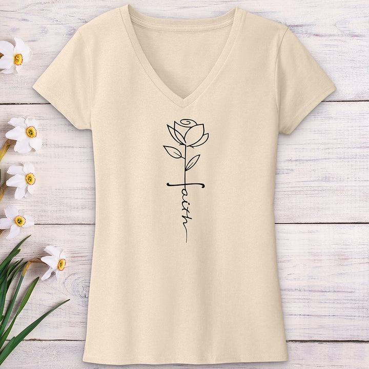 Faith Flower Stem V-Neck Tee