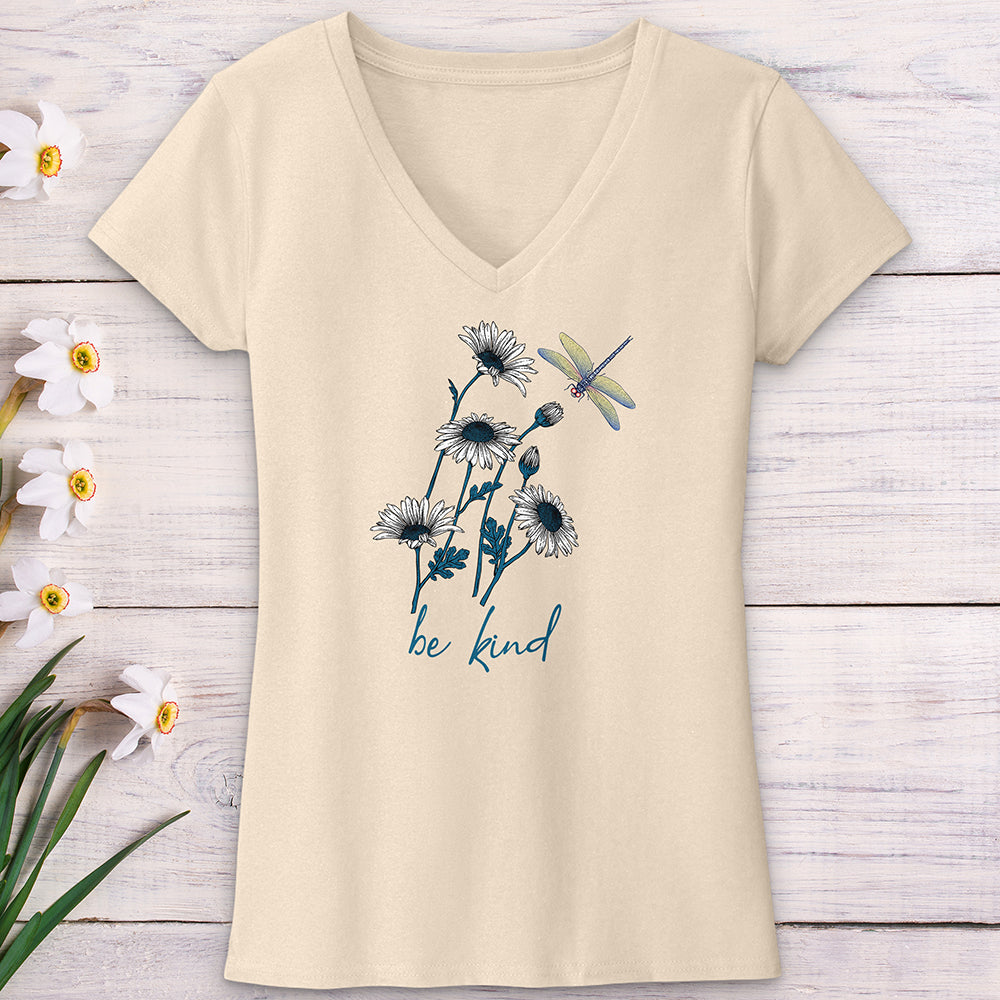 Be Kind daisy Flower V-Neck Tee