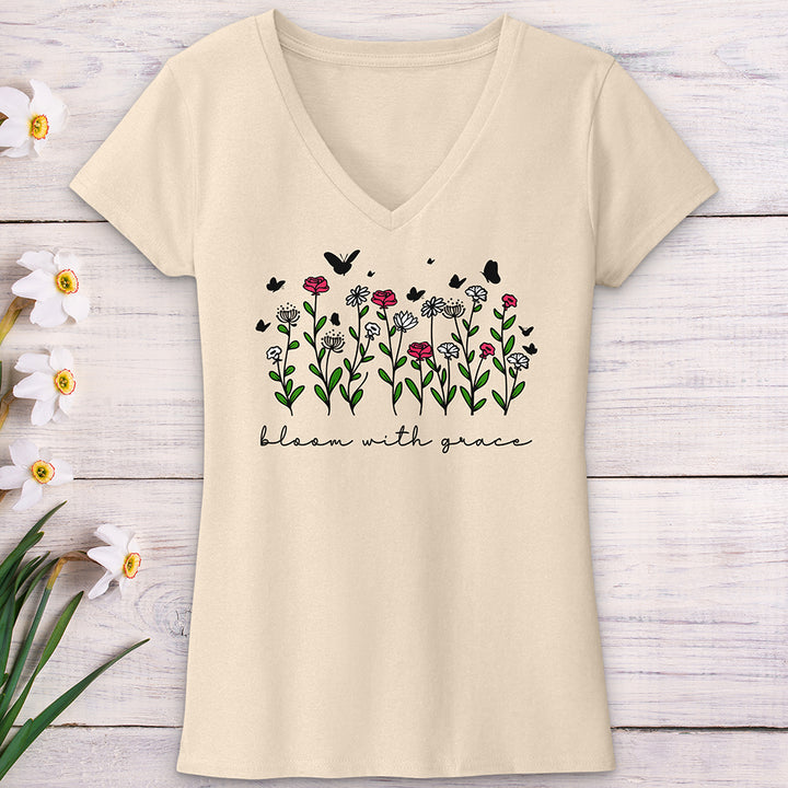 Bloom with Grace V-Neck Tee