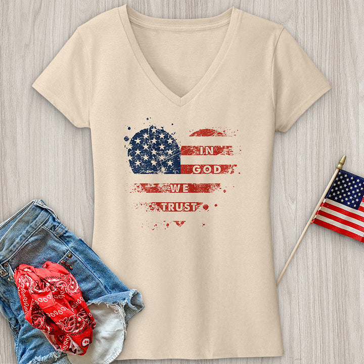 In God We Trust Heart V-Neck Tee