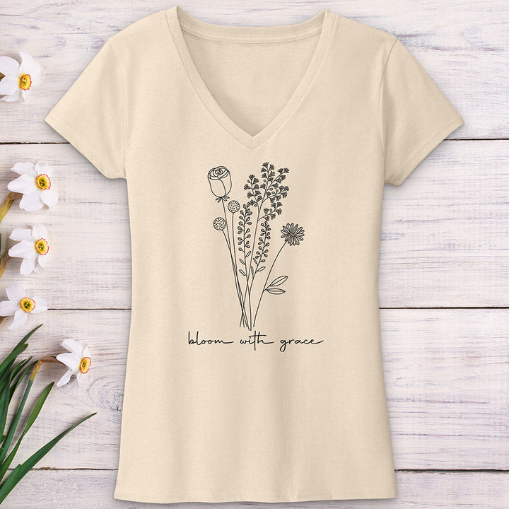 Bloom With Grace Bouquet V-Neck Tee