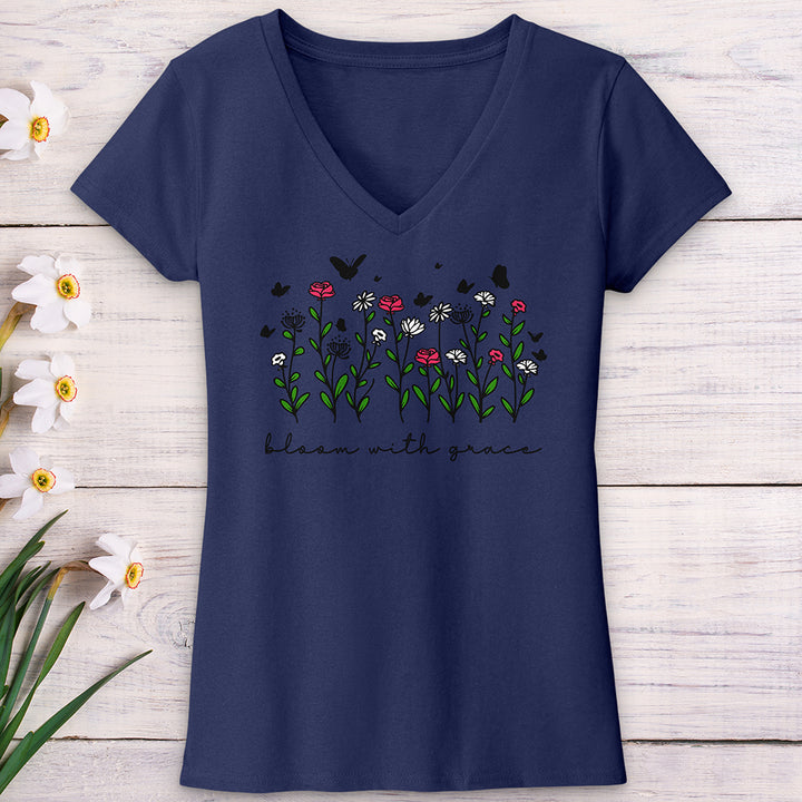 Bloom with Grace V-Neck Tee