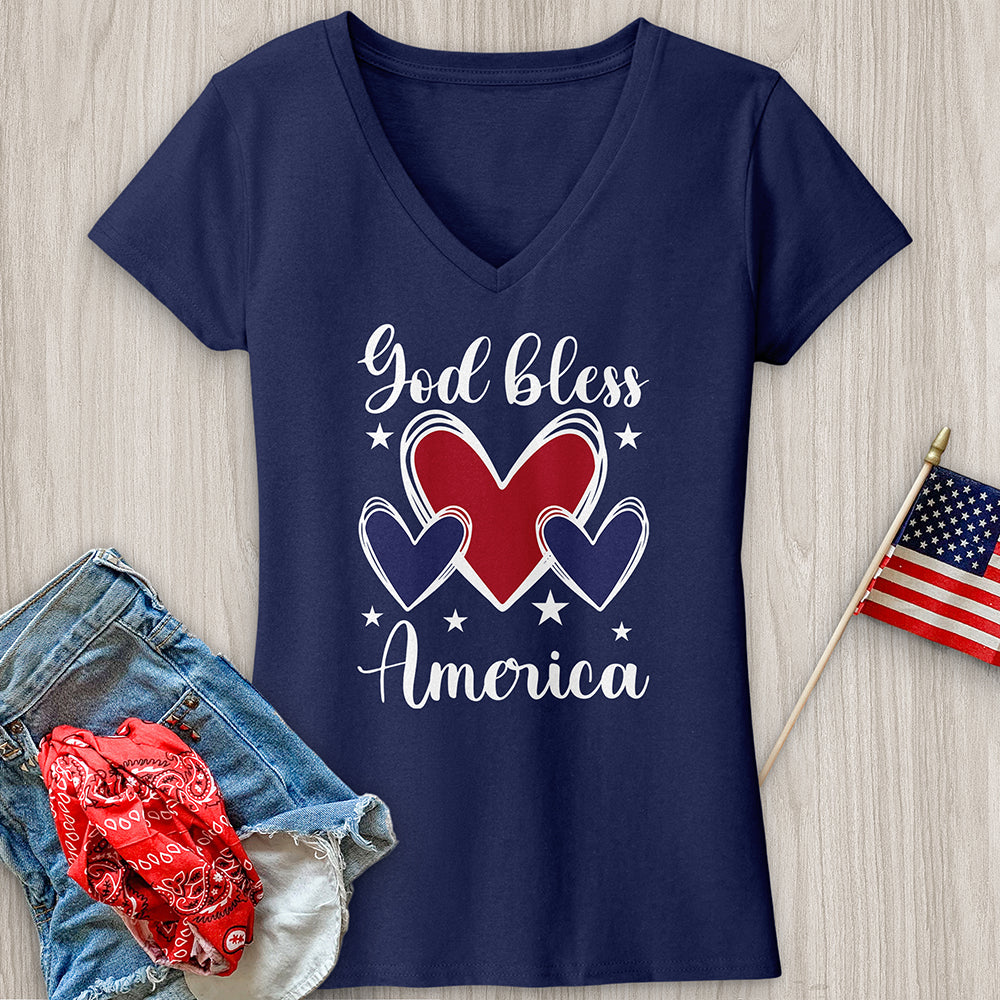 God Bless Hearts V-Neck Tee