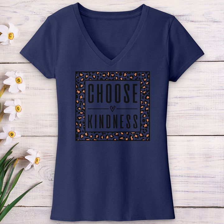 Choose Kindness Leopard V-Neck Tee