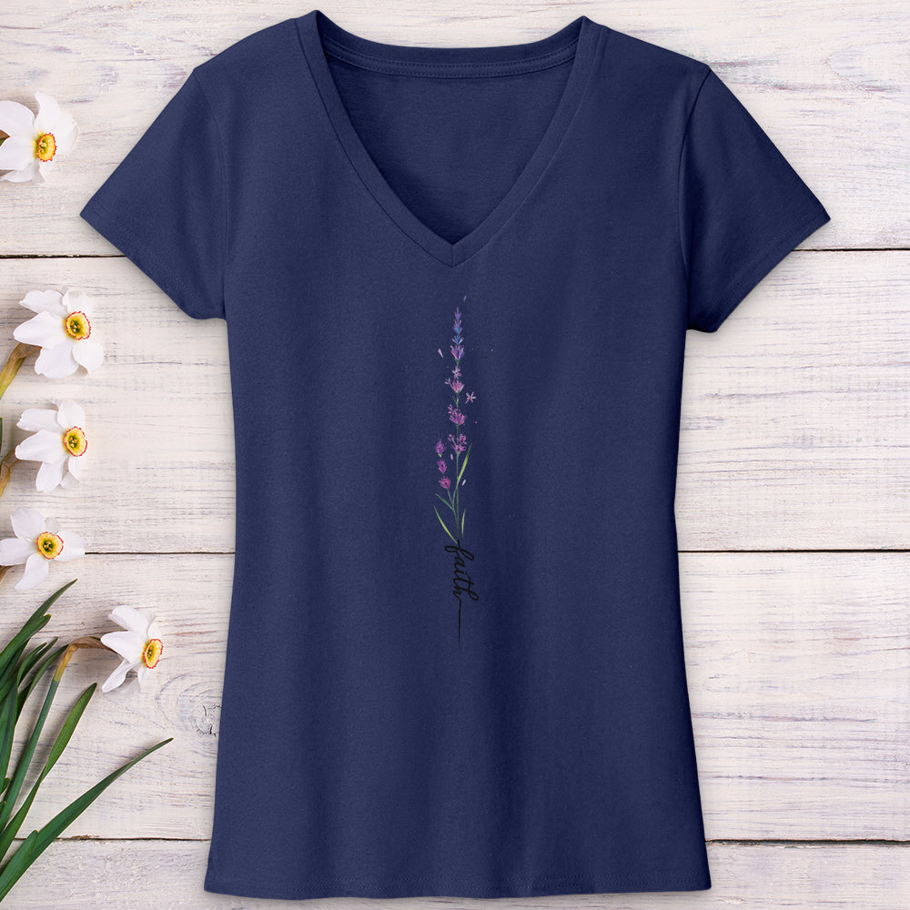 Faith Lavender Flower V-Neck Tee