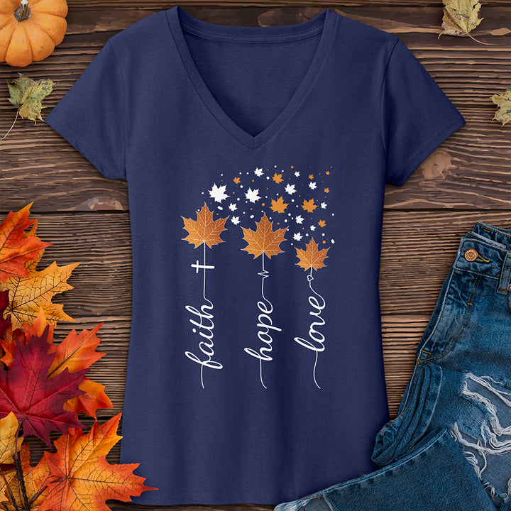 Faith Hope Love Autumn V-Neck Tee