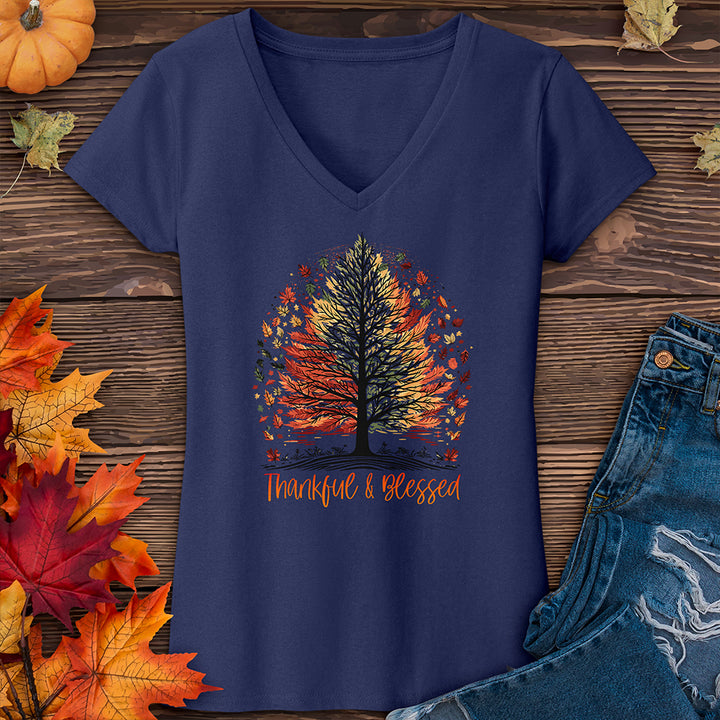 Thankful Blessed Woodland Journey V-Neck Tee