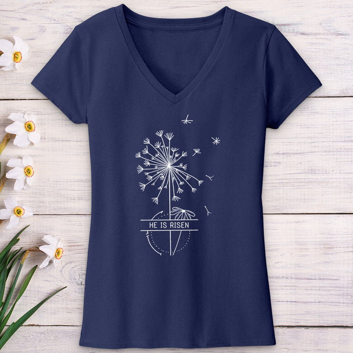 He Is Risen Dandelion V-Neck Tee