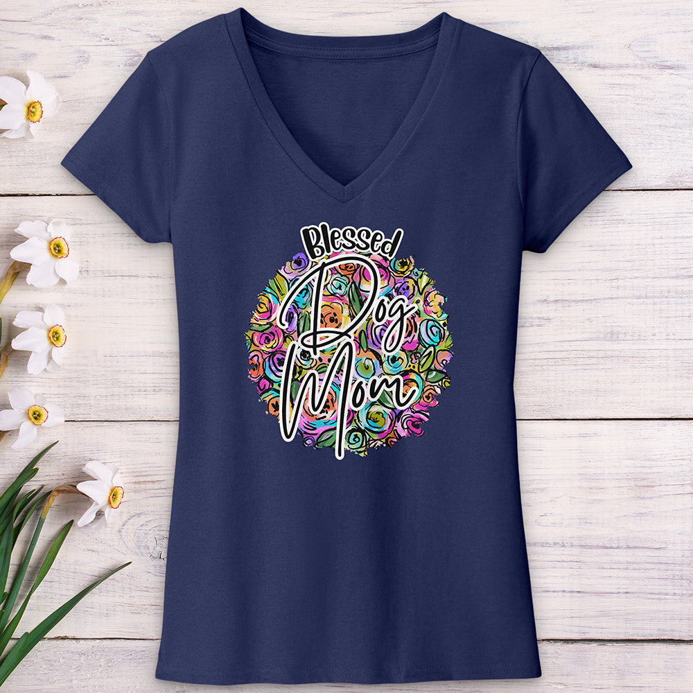 Blessed Dog Mom V-Neck Tee