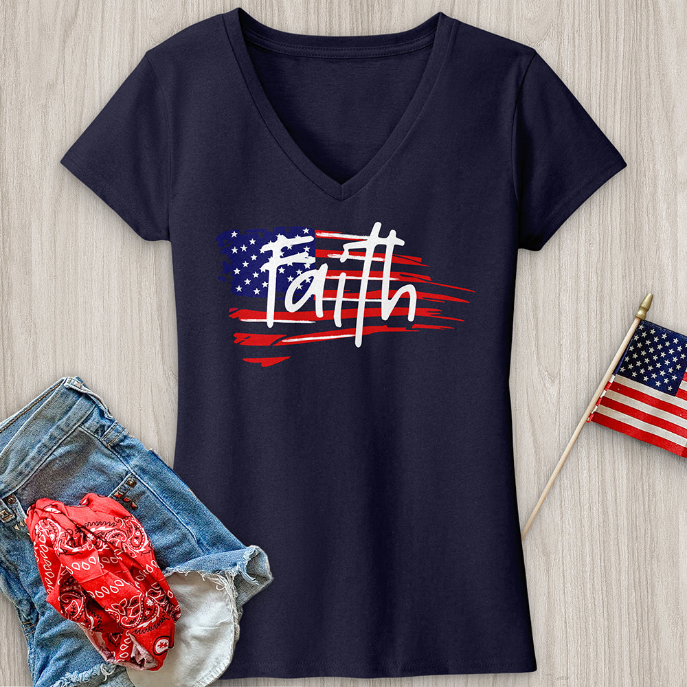 Faith Flag V-Neck Tee