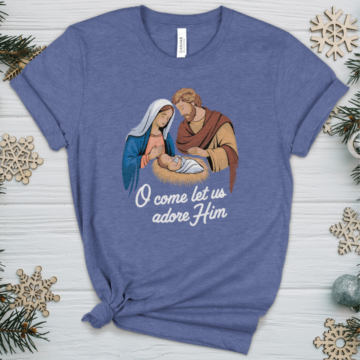 O Come Let Us Adore Him Heathered Tee