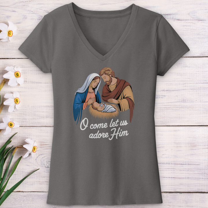 O Come Let Us Adore Him V-Neck Tee