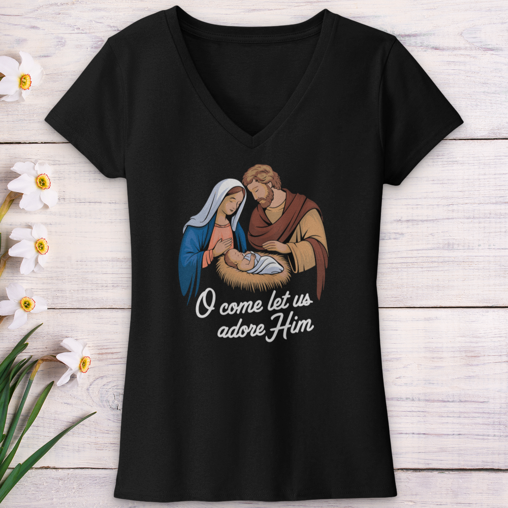 O Come Let Us Adore Him V-Neck Tee