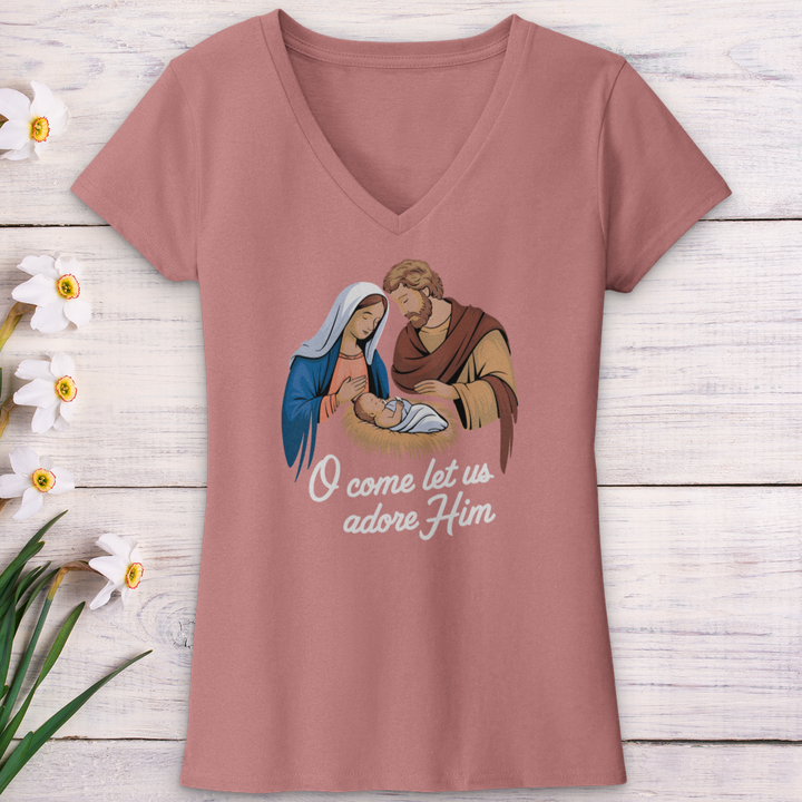 O Come Let Us Adore Him V-Neck Tee