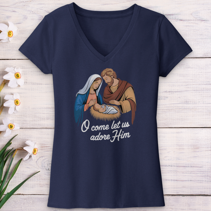 O Come Let Us Adore Him V-Neck Tee