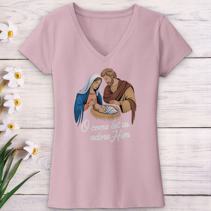 O Come Let Us Adore Him V-Neck Tee