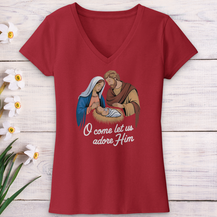 O Come Let Us Adore Him V-Neck Tee