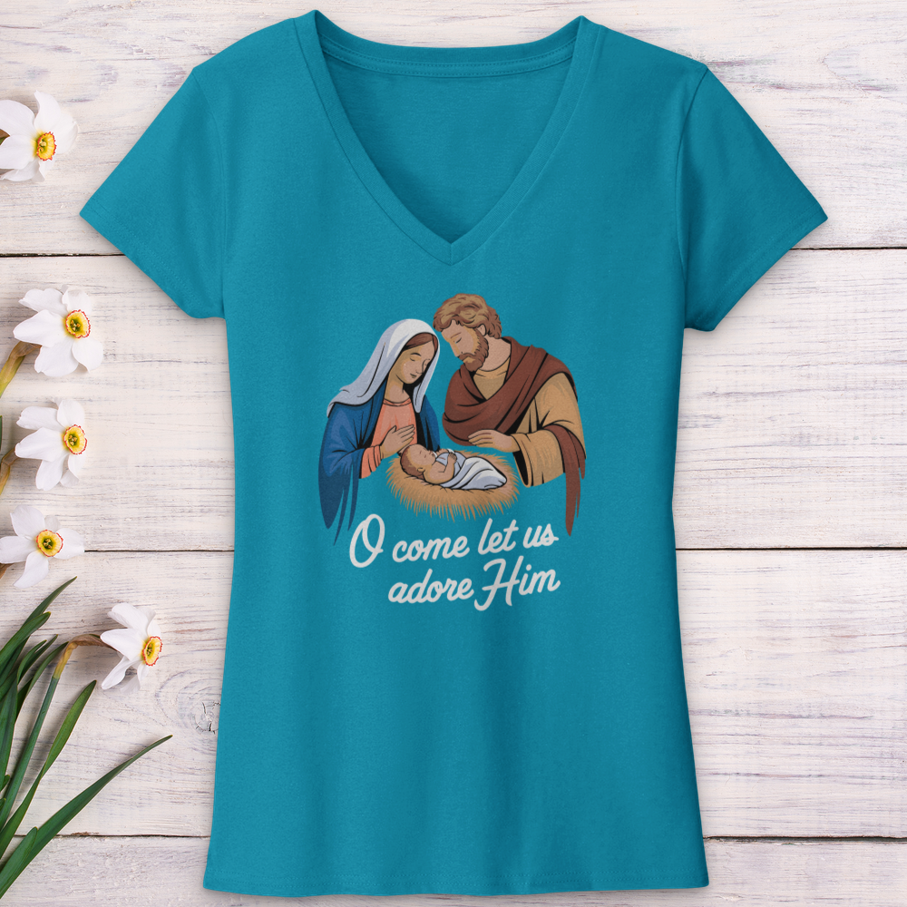 O Come Let Us Adore Him V-Neck Tee